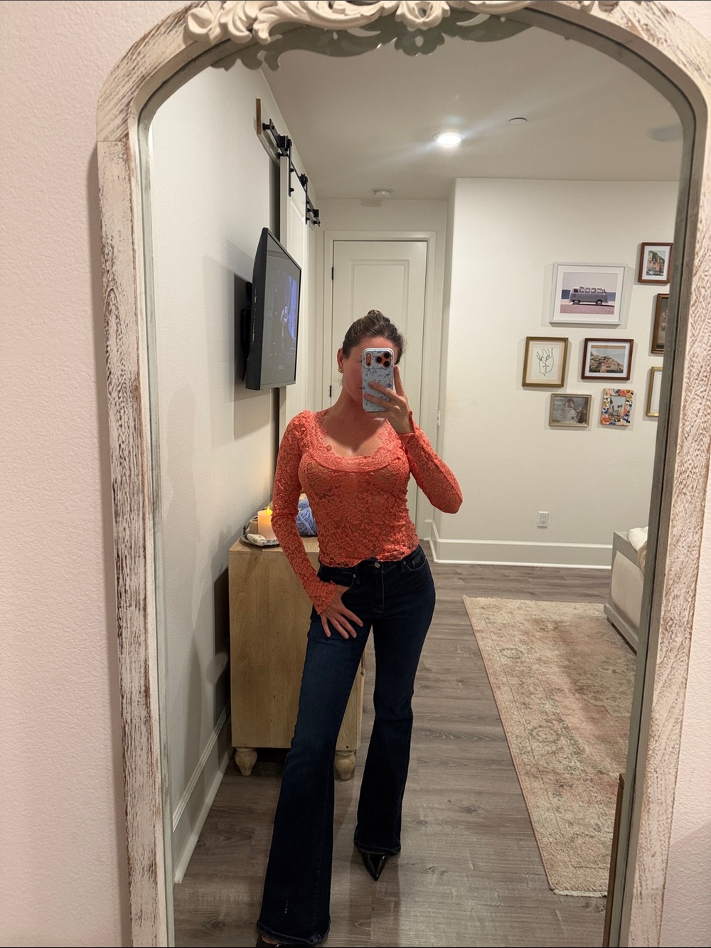 Free People Dark Blue High-Rise Flare Jeans